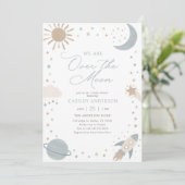 Invitation Over the Moon Outer Space Baby Shower (Debout devant)