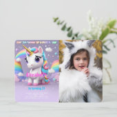 Invitation Over The Rainbow, Photo d'anniversaire de licorne (Debout devant)