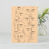 Invitation Overlapping Faces Print, Minimalist Line Art, Face (Debout devant)