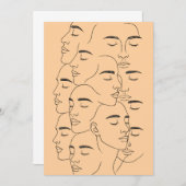 Invitation Overlapping Faces Print, Minimalist Line Art, Face (Devant / Derrière)