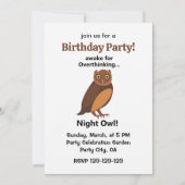 Invitation Overthinking Night Owl Funny Birthday Party (Devant)