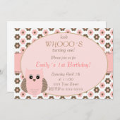 Invitation Owl Birthda Fête d'anniversaire (Devant / Derrière)