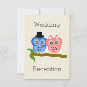 Invitation Owl Design Champagne Réception de mariage colorée