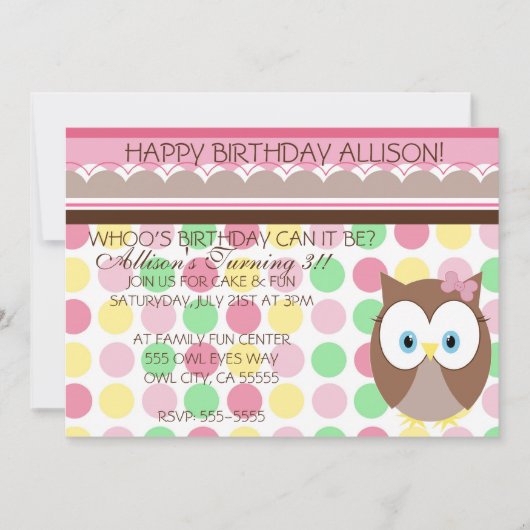 Invitation Owl Eyes (Devant)