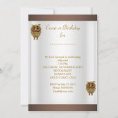 Invitation Owl Gold Café Élégante fête d'anniversaire (Dos)