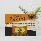 Invitation Owl Spider Web Orange Black Halloween (Debout devant)