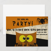 Invitation Owl Spider Web Orange Black Halloween (Devant / Derrière)