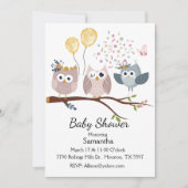 Invitation Owl Trio Assis Sur Une Branche (Devant)