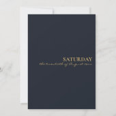 Invitation Oxford bleu or parties scintillant mariage de typo (Dos)