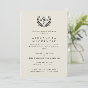 Invitation Oyster MD Asclepius + Laurel Wreath Graduation