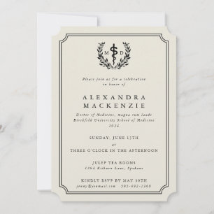 Invitation Oyster MD Asclepius + Laurel Wreath Graduation