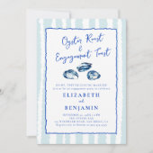 Invitation Oyster Roast Blue Stripes Parti d'engagement moder (Devant)