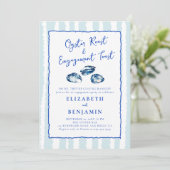 Invitation Oyster Roast Blue Stripes Parti d'engagement moder (Debout devant)