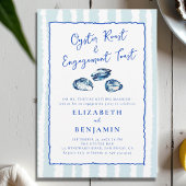 Invitation Oyster Roast Blue Stripes Parti d'engagement moder