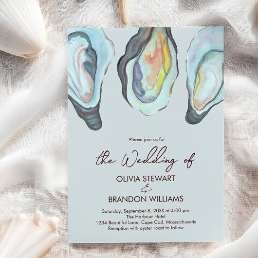 Invitation Oyster Roast Coastal Seaside Watercolor Wedding
