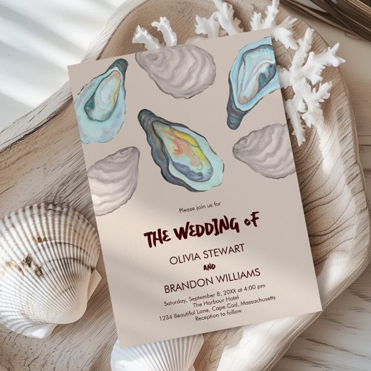 Invitation Oyster Roast Coastal Seaside Watercolor Wedding 