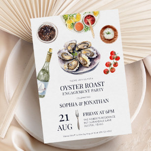 Invitation Oyster Roast Elegant Coastal Engagement Party