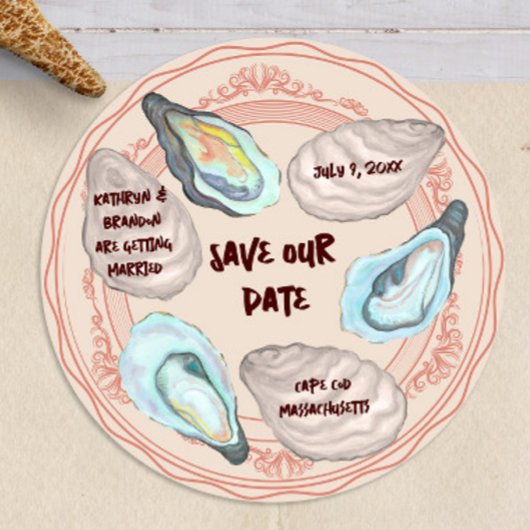 Invitation Oyster Roast Plate Wedding Save the Date