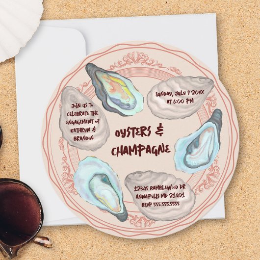 Invitation Oysters and Champagne Wedding Engagement Party