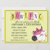 Invitation PA totalement rétro d'anniversaire de bowling de (Devant)