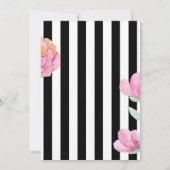 Invitation Pach rose floral noir blanc rayé nuptiale douche (Dos)