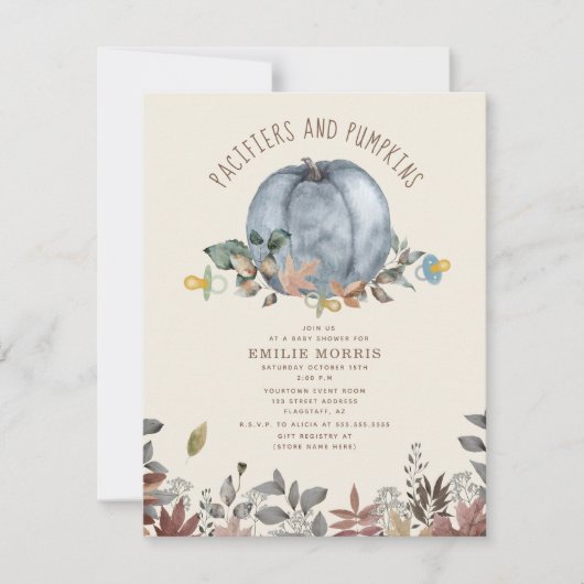 Invitation Pacificateurs + Citrouille Automne Automne Baby sh (Devant)