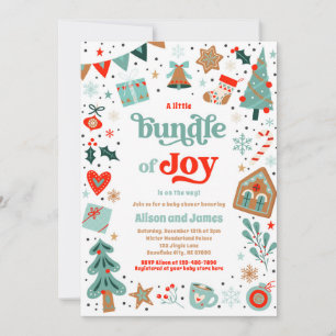 Invitation Pack De Joy Baby shower De Noël Rouge Et Bleu