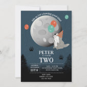 Invitation Pack de loups mignons forêt lune Hurlement Anniver (Devant)