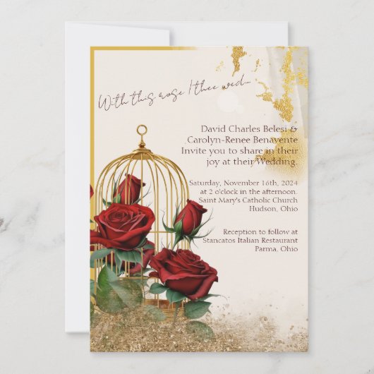 Invitation Pack de Mariage Rose Gold de commande personnalisé (Devant)