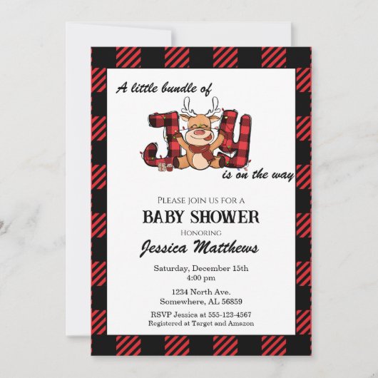 Invitation Pack de Noël Plaid de Joy Baby shower (Devant)