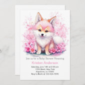 Invitation Pack Wolf Pink Moonlit Baby shower (Devant / Derrière)