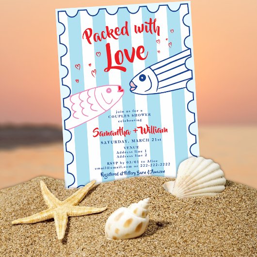 Invitation Packed with Love Fisherman Sardines Bridal Shower