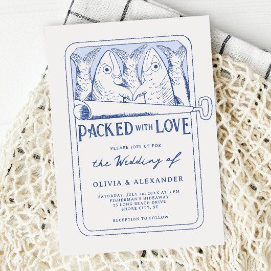 Invitation Packed with Love Whimsical Sardines Wedding
