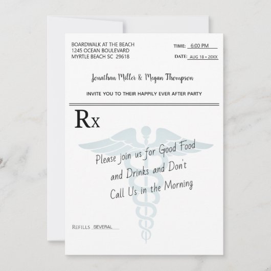 Invitation Pad d'ordonnance Médicale de la réception de maria (Devant)