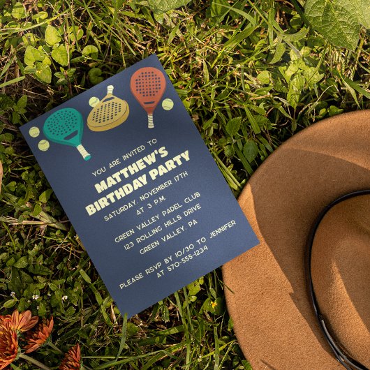 Invitation Padel Tennis Thème Personnalisé