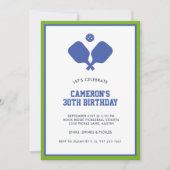 Invitation Pagaie de la fête de Pickleball bleu vert personna (Devant)