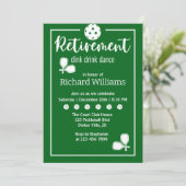Invitation Pagaie de Pickleball de retraite Élégant Vert (Debout devant)
