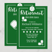 Invitation Pagaie de Pickleball de retraite Élégant Vert (Devant / Derrière)