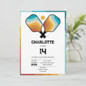 Invitation Pagaie de Pickleball Retro et fête d'anniversaire (Debout devant)