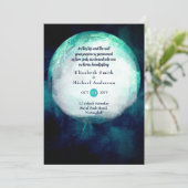 Invitation Pagan Wiccan Turquoise Lune Gothique Handfasting I (Debout devant)