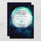 Invitation Pagan Wiccan Turquoise Lune Gothique Handfasting I (Devant / Derrière)