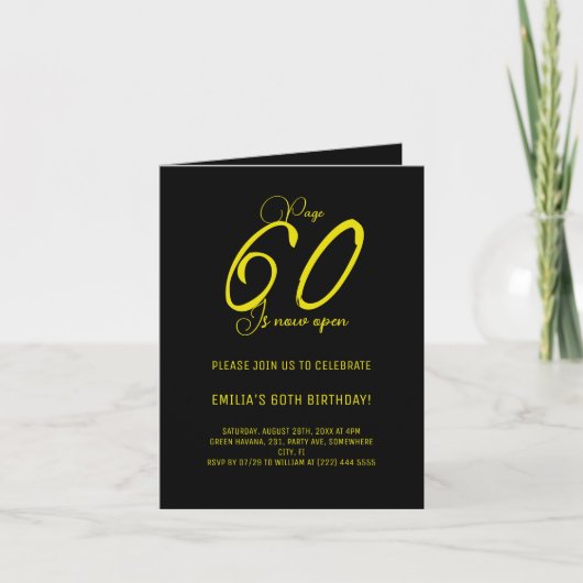 Invitation Page 60 | Modern Gold & Black 60th Birthday Party (Devant)