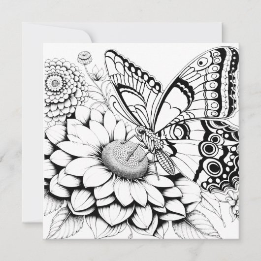 Invitation Pages de coloration papillon avec journal (Devant)