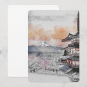 Invitation Pagode japonaise à l'aquarelle & Mont Fuji (Devant / Derrière)