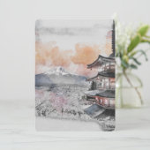 Invitation Pagode japonaise à l'aquarelle & Mont Fuji (Debout devant)