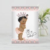 Invitation Paie de bébé ethnique et Baby shower gris (Debout devant)