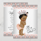 Invitation Paie de bébé ethnique et Baby shower gris (Devant / Derrière)