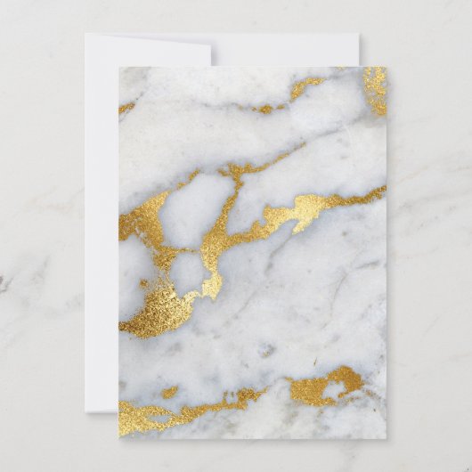 Invitation Paillet métallique or glitter sable Formel marbre (Dos)