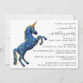 Invitation Paillet Royal Licorne Princesse Cheval Bleu (Devant)