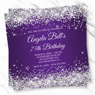 Invitation Pailleté Argent Glitter Royal Violet 75e Anniversa